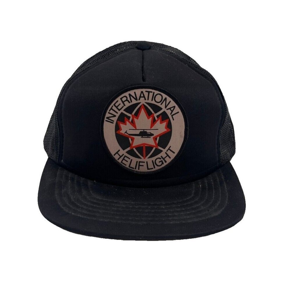 International Helifight Snapback Hat Mesh Back Maple Leaf Helicopter Adjustable
